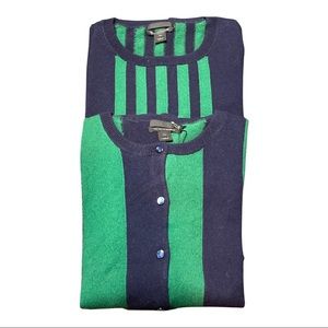 Cashmere Wide Stripe Cardigan & Shell